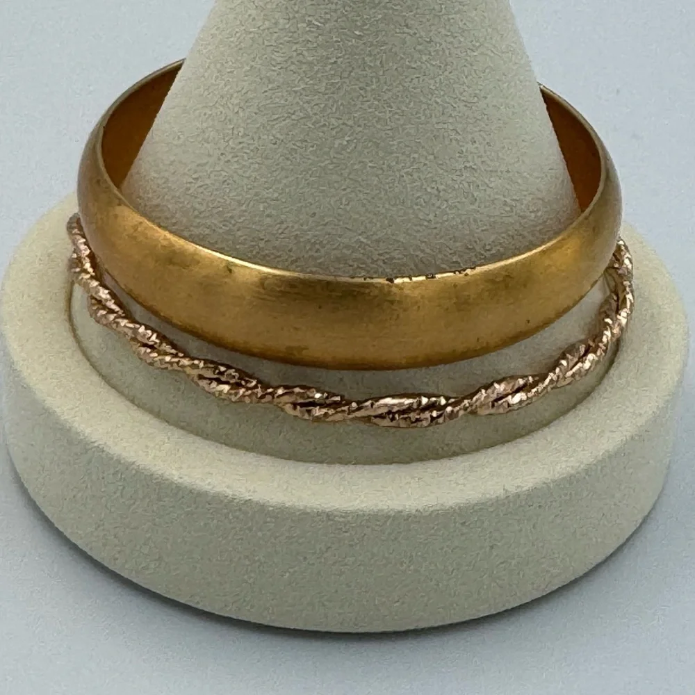 Vintage Gold Tone Bangle Set Nugget Twist Rope &‎ Wide Satin Cuff